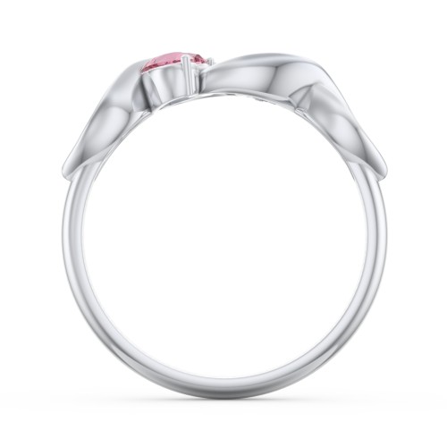 Heavenly Hearts Ring with Heart Birthstones – Sterling Silver with Pink Tourmaline