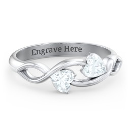 Heavenly Hearts Ring with Heart Birthstones in 925 Sterling Silver with Aquamarine