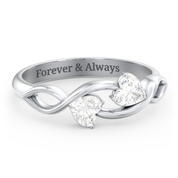Heavenly Hearts Ring with Heart Birthstones in 925 Sterling Silver with Diamond
