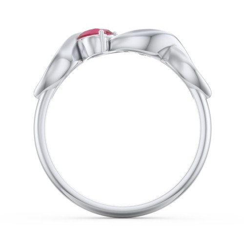 Heavenly Hearts Ring with Heart Birthstones – Sterling Silver with Ruby