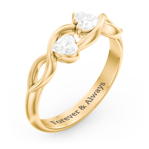 Heavenly Hearts Ring with Heart Birthstones – 10K Yellow Gold with Diamond