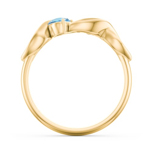 Heavenly Hearts Ring with Heart Birthstones – 10K Yellow Gold with Blue Topaz