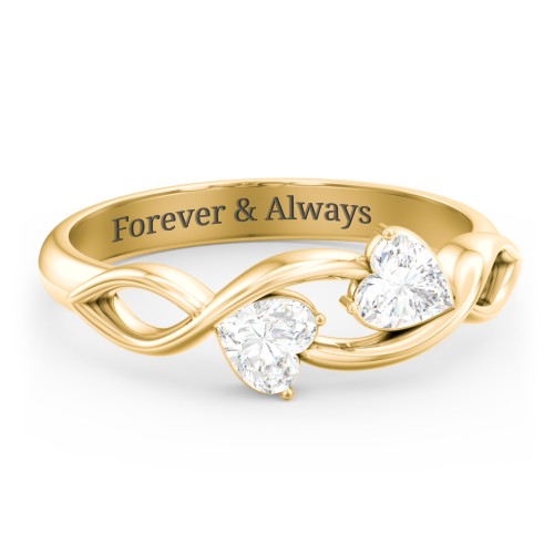 Heavenly Hearts Ring with Heart Birthstones – 10K Yellow Gold with Diamond
