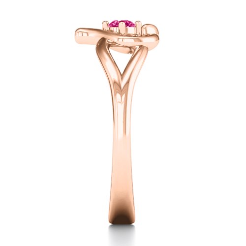 Everlasting Elegance Interwoven Heart Ring – 10K Rose Gold with Ruby