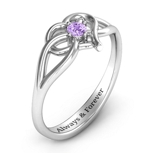 Everlasting Elegance Interwoven Heart Ring – Sterling Silver with Amethyst