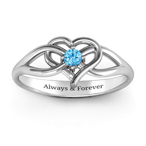 Everlasting Elegance Interwoven Heart Ring – Sterling Silver with Blue Topaz