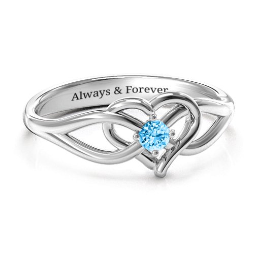 Everlasting Elegance Interwoven Heart Ring – Sterling Silver with Blue Topaz