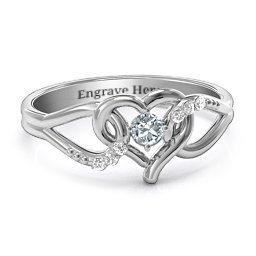 You Have My Heart Ring with Accents in 925 Sterling Silver with Cubic Zirconia and White Premium Zirconia