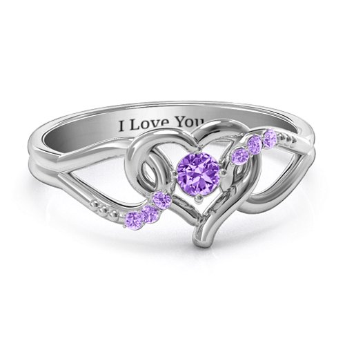 You Have My Heart Ring with Accents – Sterling Silver with Amethyst and Amethyst Premium Zirconia