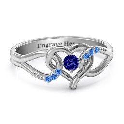 You Have My Heart Ring with Accents in 925 Sterling Silver with Blue Sapphire and Fancy Blue Premium Zirconia