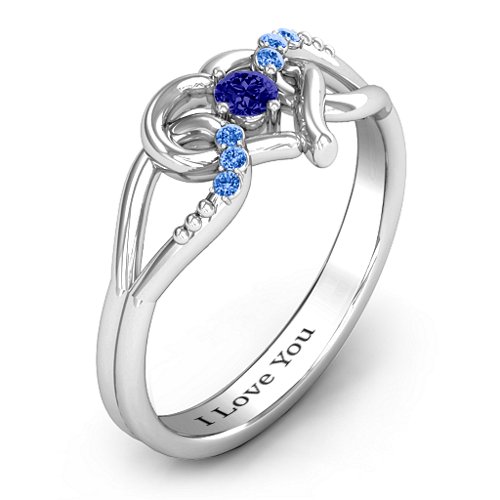 You Have My Heart Ring with Accents – Sterling Silver with Blue Sapphire and Fancy Blue Premium Zirconia