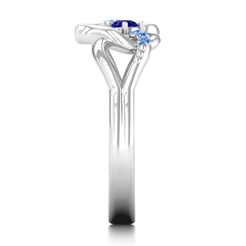 You Have My Heart Ring with Accents – Sterling Silver with Blue Sapphire and Fancy Blue Premium Zirconia