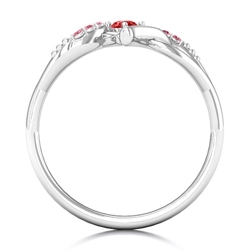 You Have My Heart Ring with Accents – Sterling Silver with Garnet and Red Premium Zirconia