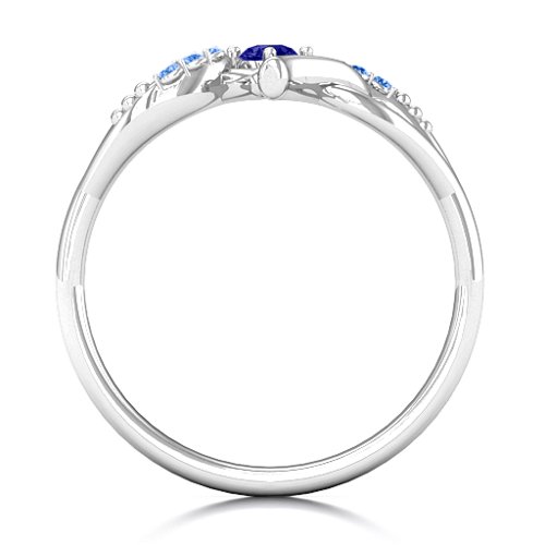 You Have My Heart Ring with Accents – Sterling Silver with Blue Sapphire and Fancy Blue Premium Zirconia