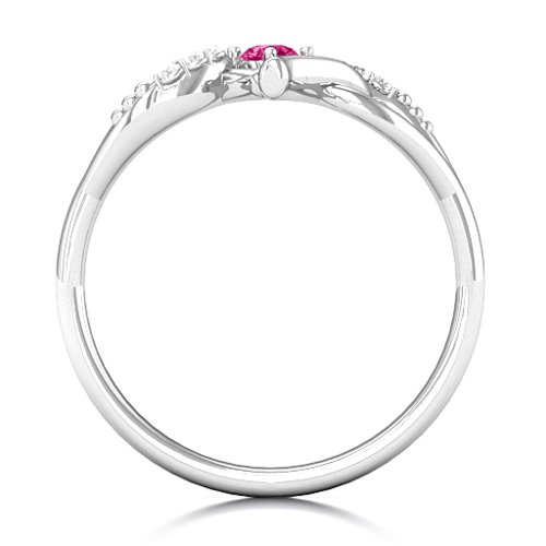 You Have My Heart Ring with Accents – Sterling Silver with Ruby and White Premium Zirconia