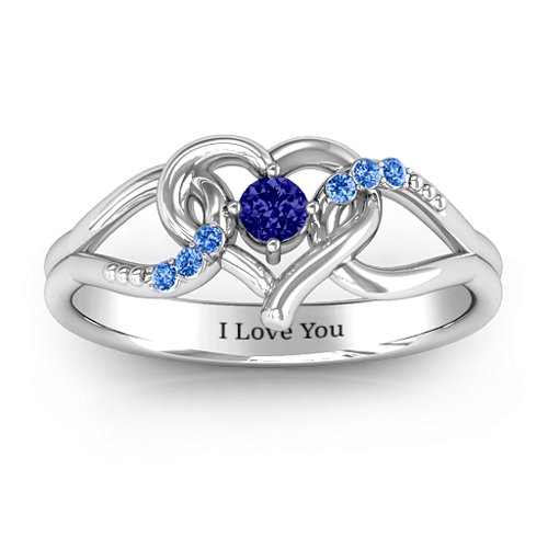 You Have My Heart Ring with Accents – Sterling Silver with Blue Sapphire and Fancy Blue Premium Zirconia