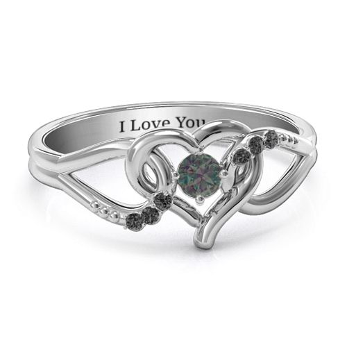 You Have My Heart Ring with Accents – Sterling Silver with Alexandrite and Black Premium Zirconia