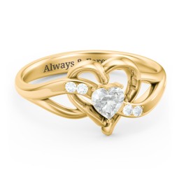 Infinity and Heart Birthstone Ring with Accents