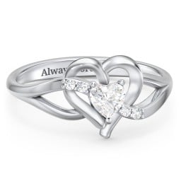 Infinity and Heart Birthstone Ring with Accents