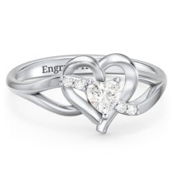 Infinity and Heart Birthstone Ring with Accents