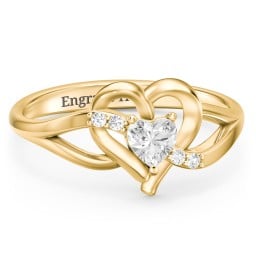 Infinity and Heart Birthstone Ring with Accents