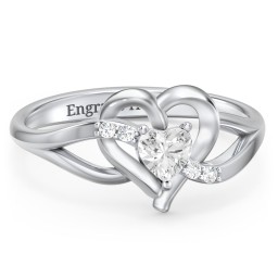 Infinity and Heart Birthstone Ring with Accents