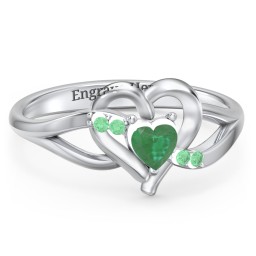 Infinity and Heart Birthstone Ring with Accents