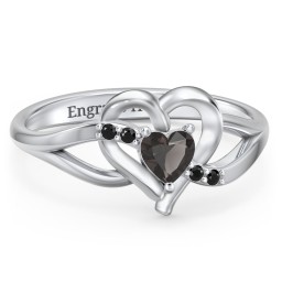 Infinity and Heart Birthstone Ring with Accents