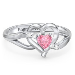 Infinity and Heart Birthstone Ring with Accents
