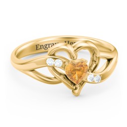 Infinity and Heart Birthstone Ring with Accents