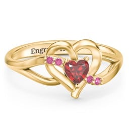 Infinity and Heart Birthstone Ring with Accents