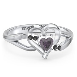 Infinity and Heart Birthstone Ring with Accents