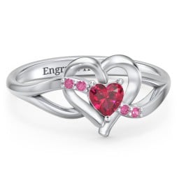 Infinity and Heart Birthstone Ring with Accents