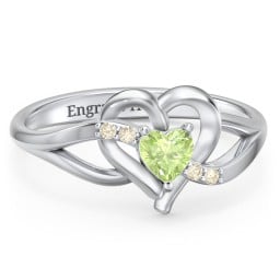 Infinity and Heart Birthstone Ring with Accents