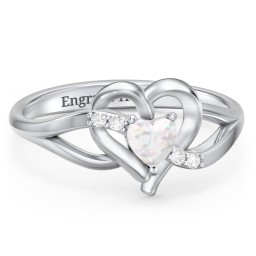 Infinity and Heart Birthstone Ring with Accents