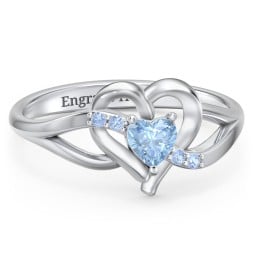 Infinity and Heart Birthstone Ring with Accents