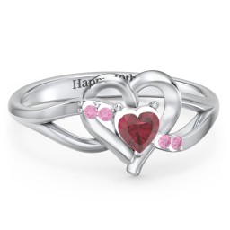 Infinity and Heart Birthstone Ring with Accents