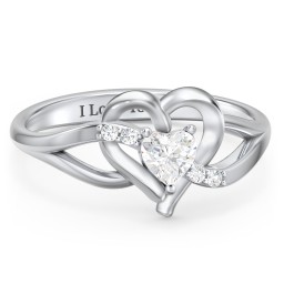 Infinity and Heart Birthstone Ring with Accents