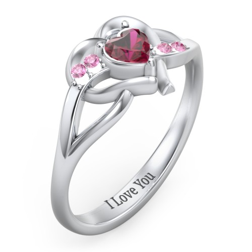 Infinity and Heart Birthstone Ring with Accents