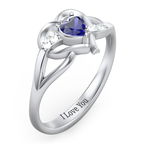 Infinity and Heart Birthstone Ring with Accents