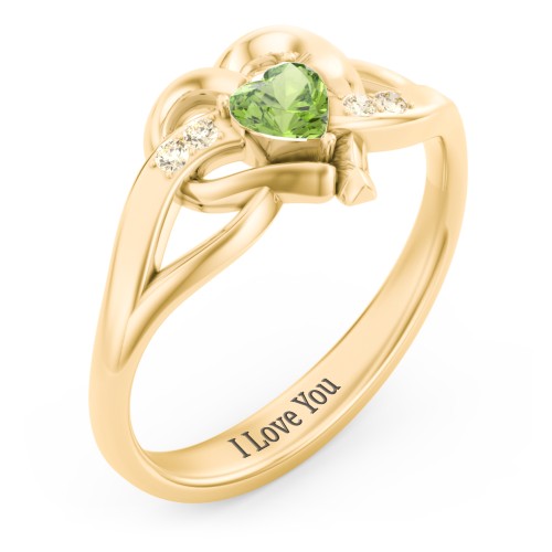 Infinity and Heart Birthstone Ring with Accents