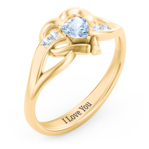 Infinity and Heart Birthstone Ring with Accents