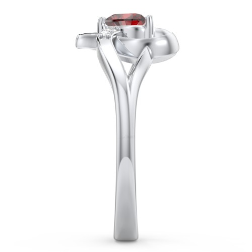 Infinity and Heart Birthstone Ring with Accents