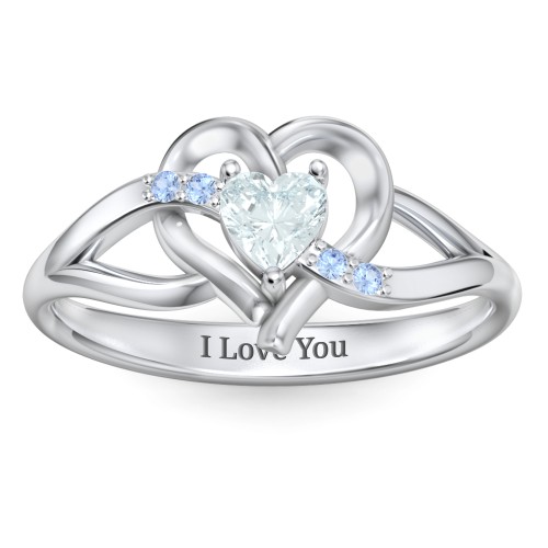 Infinity and Heart Birthstone Ring with Accents