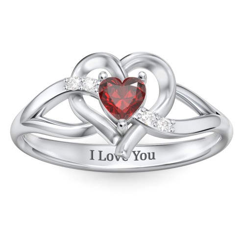 Infinity and Heart Birthstone Ring with Accents