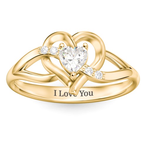Infinity and Heart Birthstone Ring with Accents