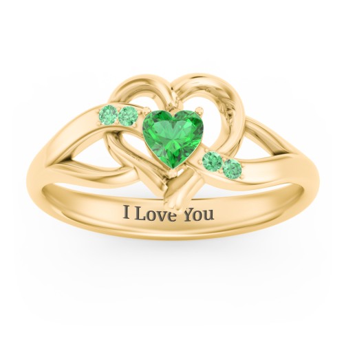 Infinity and Heart Birthstone Ring with Accents