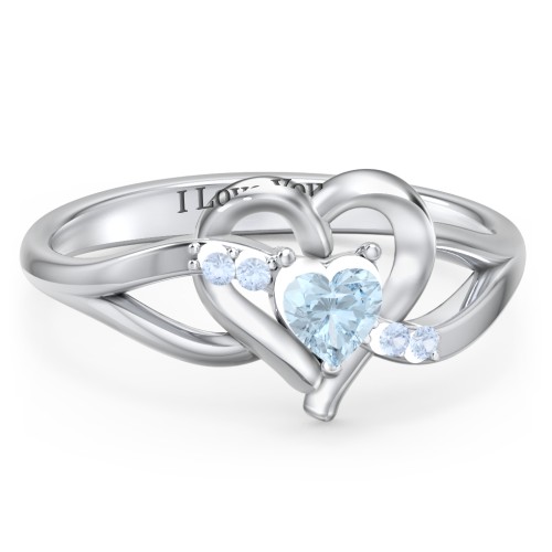 Infinity and Heart Birthstone Ring with Accents