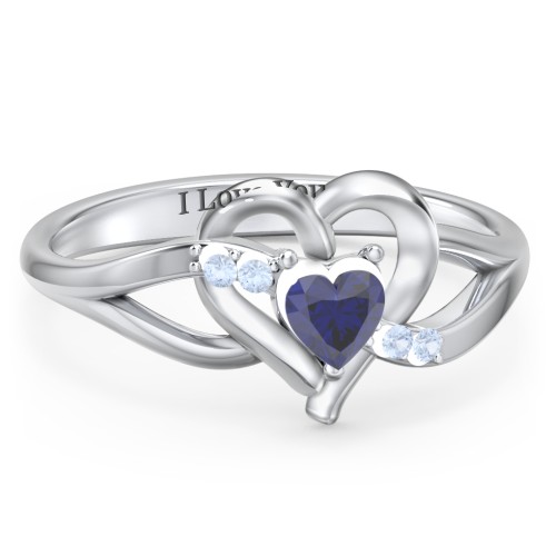 Infinity and Heart Birthstone Ring with Accents