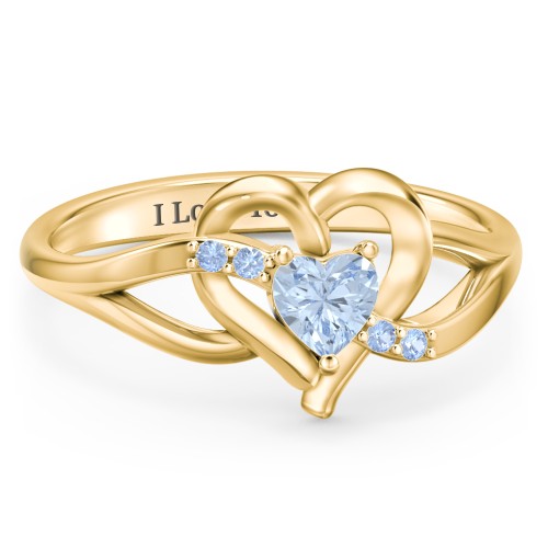 Infinity and Heart Birthstone Ring with Accents